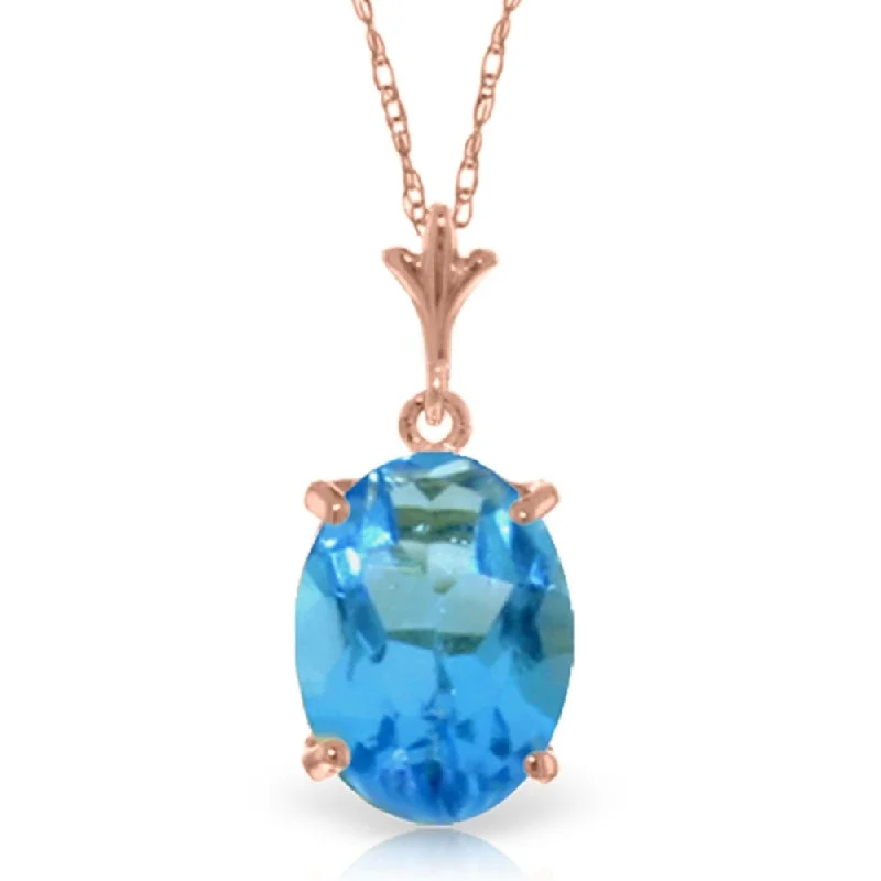 Topaz drop necklaces-3.12 Carat 14K Rose Gold Solo Oval Blue Topaz Necklace