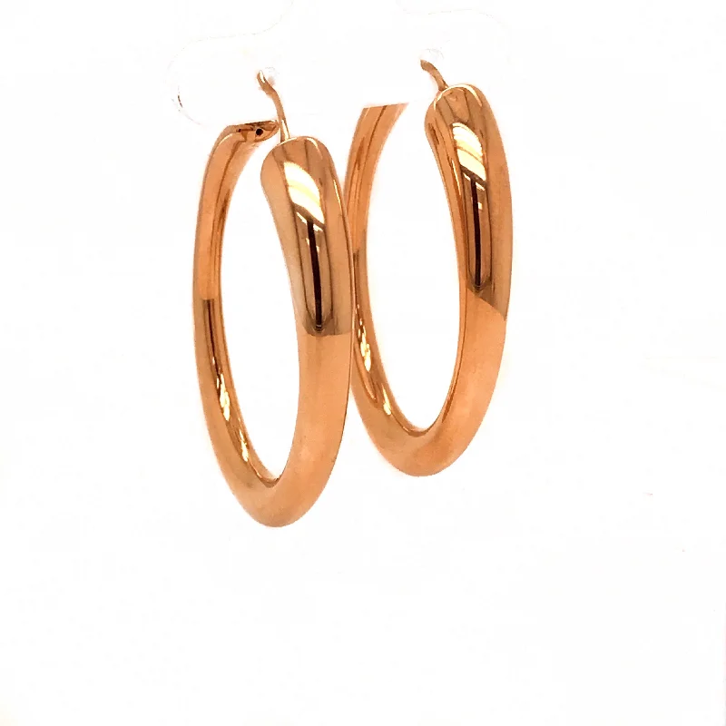 Topaz earrings-Yellow Gold Tapered Oval Hoop