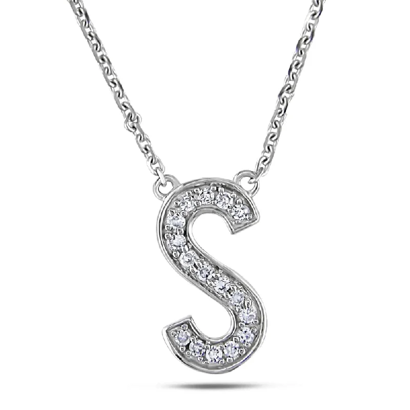 Fox charm necklaces-Miadora 14k White Gold 1/10ct TDW Diamond Initial Necklace