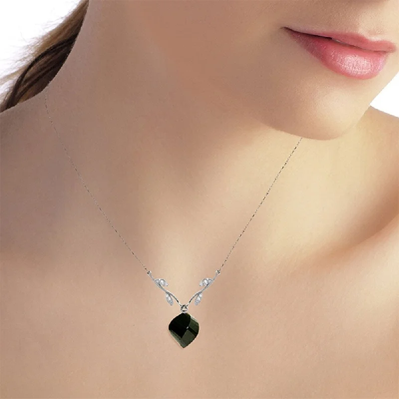 Solid link necklaces-15.52 Carat 14K Solid White Gold Necklace Diamond Twisted Briolette Black Spinel