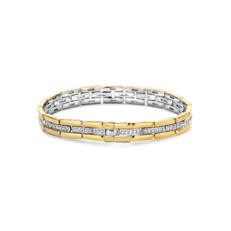 Ti Sento Gold and Silver Structured Bangle Bracelet