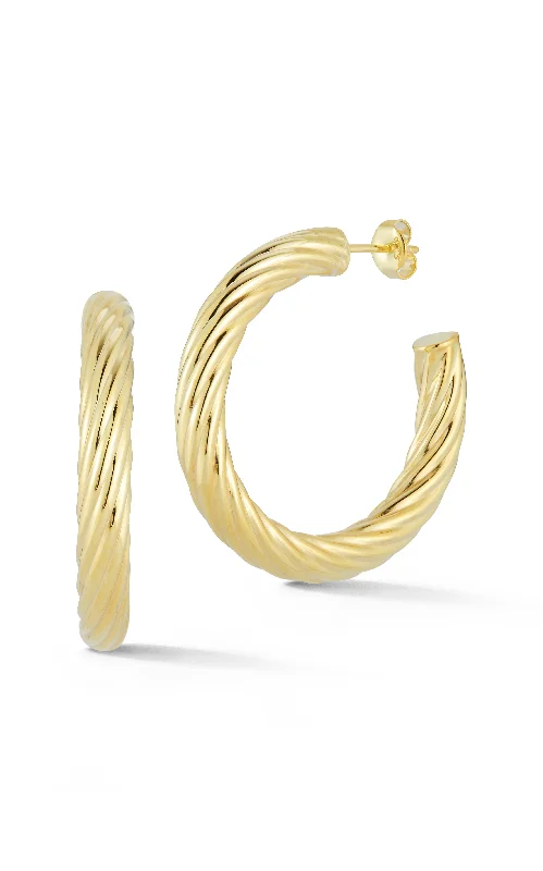 Wave drop earrings-Bold Twist Hoop Earring