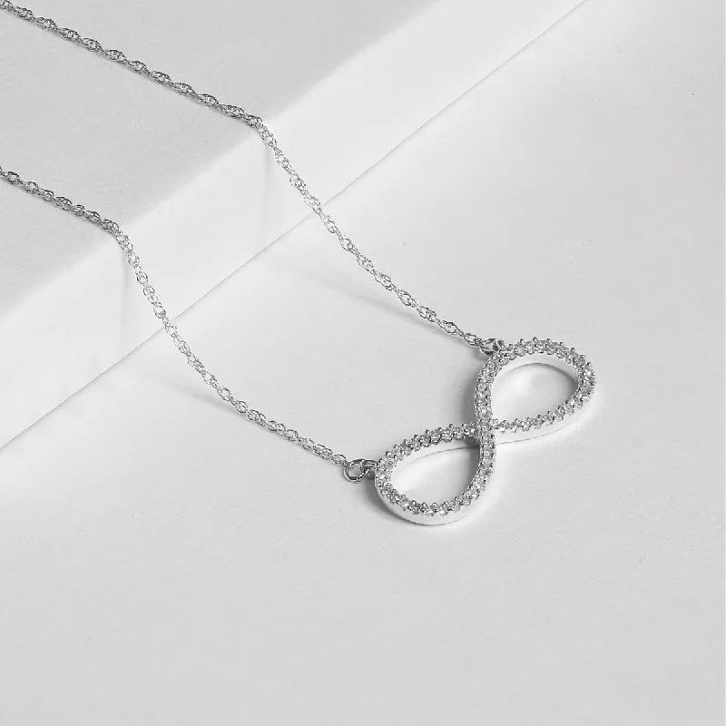 Worn medallion necklaces-S925 Sterling Silver 1/6ct TDW Infinity Symbol Necklace - White