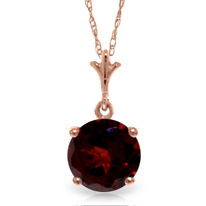 Heavy collar necklaces-1.15 Carat 14K Rose Gold Single Round Garnet Necklace