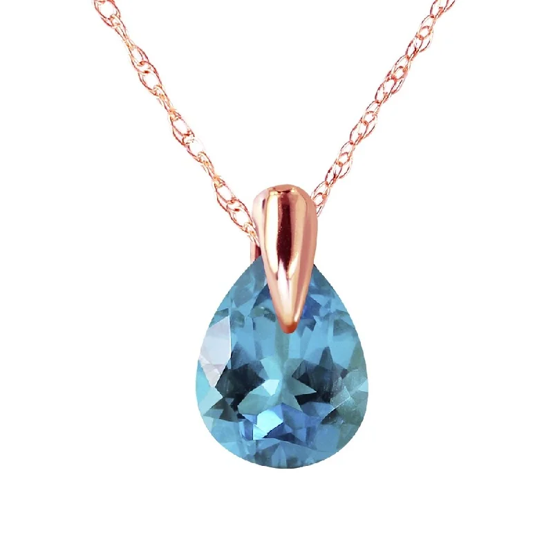 Amethyst pendant necklaces-0.68 Carat 14K Rose Gold Necklace Natural Blue Topaz