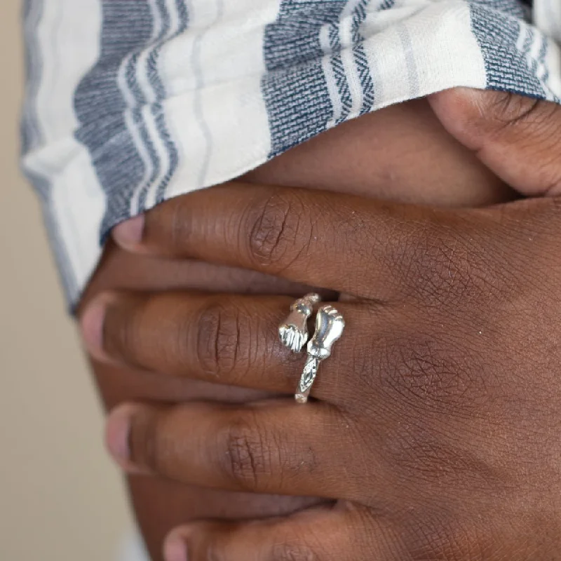 Dove feather rings-Light  Bangle Ring with Fists