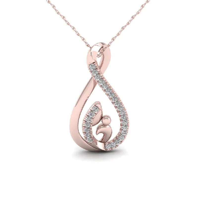 Stretch cord necklaces-De Couer 1/20ct TDW Diamond Motherly Love Necklace - Pink