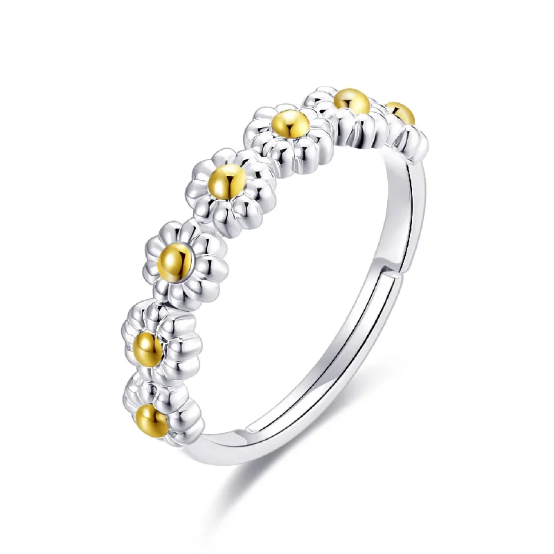 Hand-polished rings-Adjustable Daisy Chain Ring