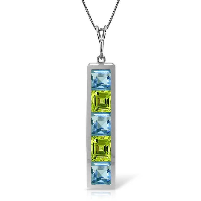 Cotton braid necklaces-2.25 Carat 14K Solid Gold Topaz Linings Blue Topaz Peridot Necklace