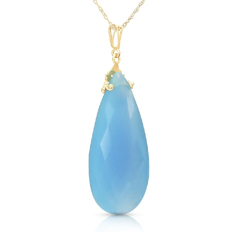 Half moon necklaces-14K Solid Gold Necklace with Briolette 31x16 mm Aqua Blue Chalcedony