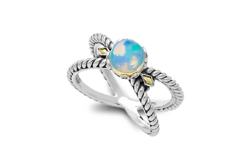 Woven cord rings-Glow "X" Ring- Opal