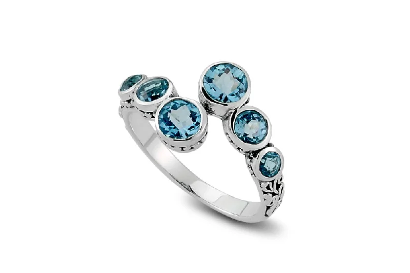 Rose quartz rings-Tarutung Ring- Blue Topaz