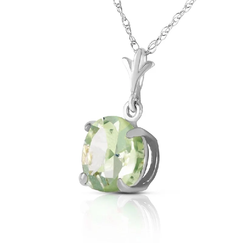 Coiled cord necklaces-1.15 CTW 14K Solid White Gold Enter Together Green Amethyst Necklace