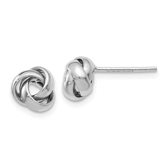 Curved design earrings-14K White Gold Polished Knot Post Earrings