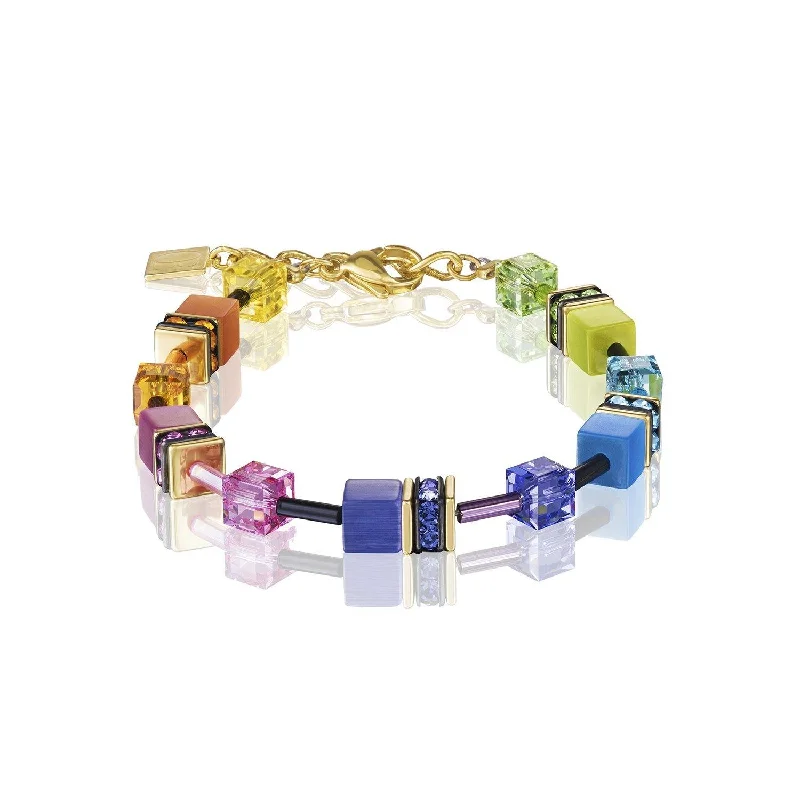 Coeur De Lion Multicolour Rainbow Gold 2 and Swarovski® Crystals GeoCUBE® Bracelet