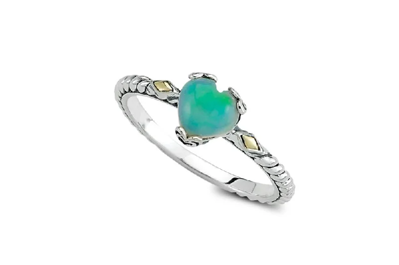 Java tile rings-Glow Heart Ring- Opal