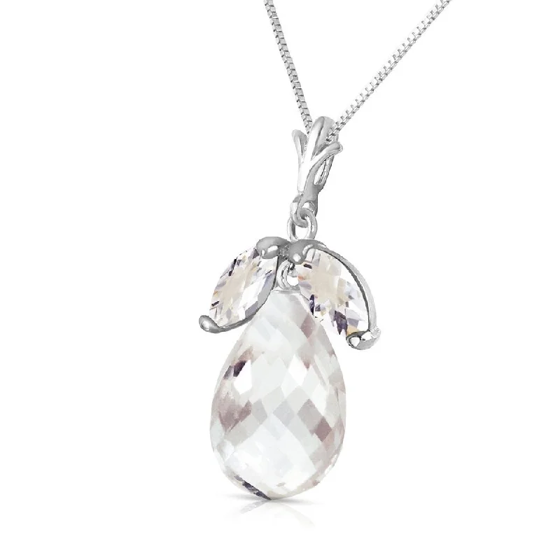 Onyx gem necklaces-7.2 Carat 14K Solid White Gold On The Quay White Topaz Necklace