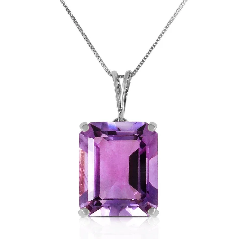 Loop knot necklaces-6.5 Carat 14K Solid White Gold Necklace Octagon Purple Amethyst