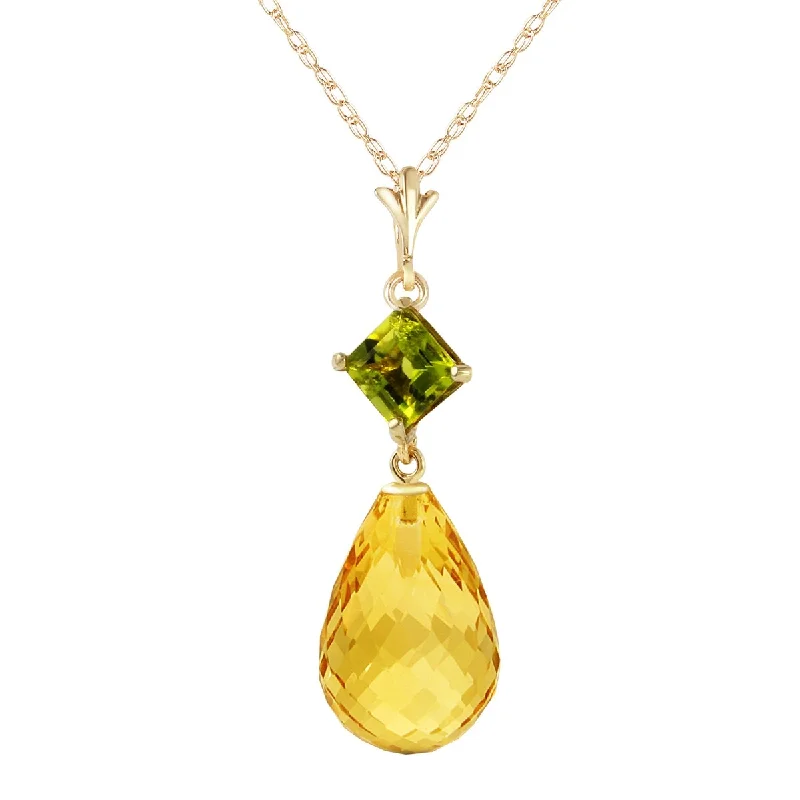 Baroque pearl necklaces-5.5 Carat 14K Solid Gold Further Reaches Peridot Citrine Necklace