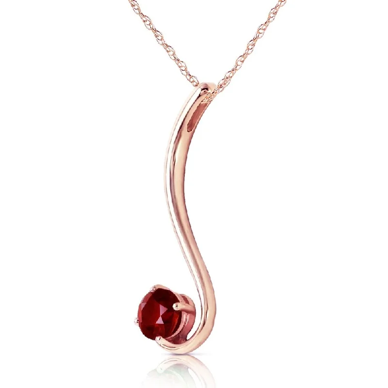 Quartz healing necklaces-14K Solid Rose Gold Necklace with Natural Garnet