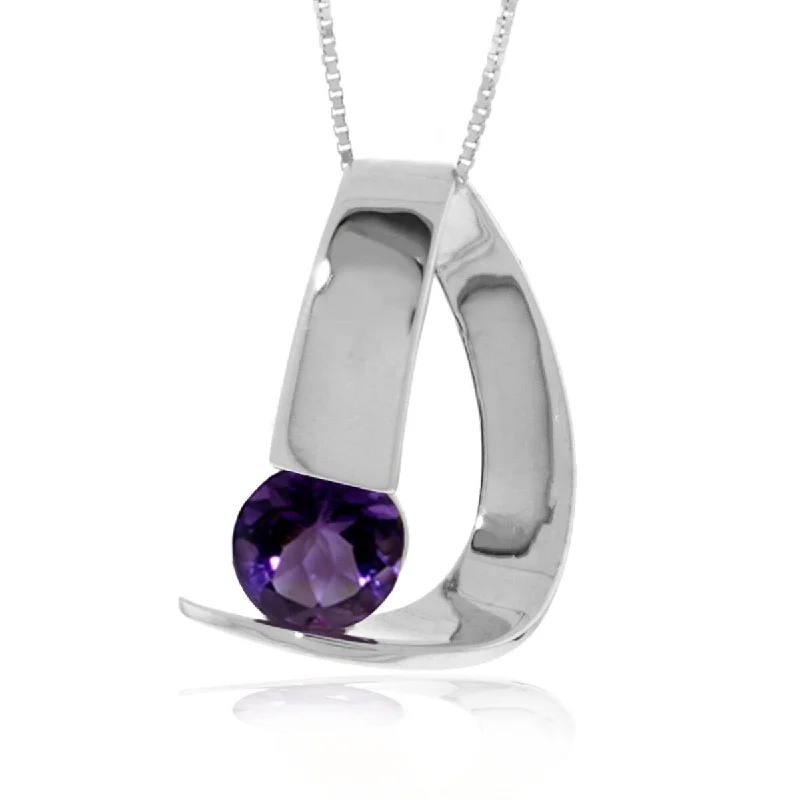 Chic art necklaces-1.00 Carat 14K Solid Gold Modern Necklace with Natural Amethyst