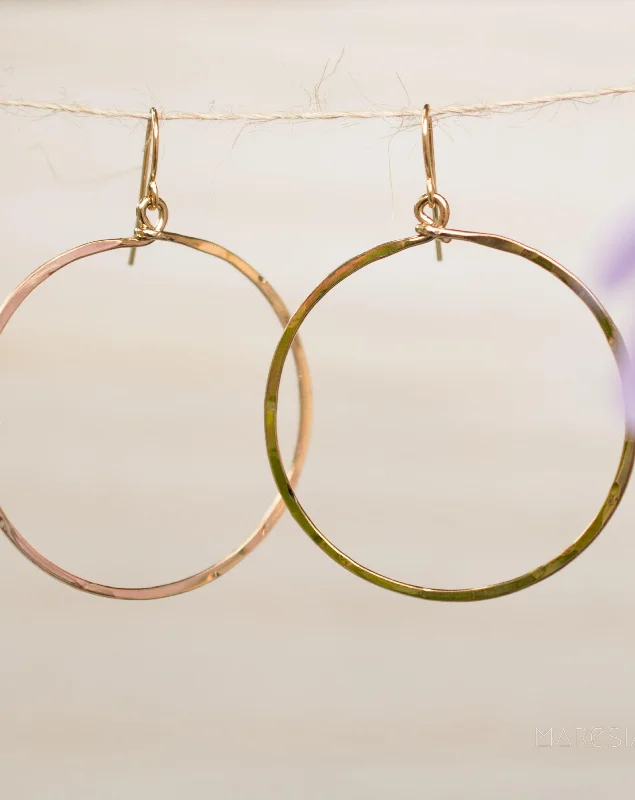 Flat badge earrings-Circle Earrings ~Gold Plated or Silver Plated ~ SME001