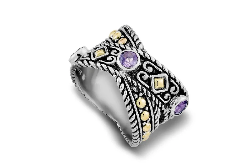 Onyx inlay rings-Ramu Ring- Amethyst