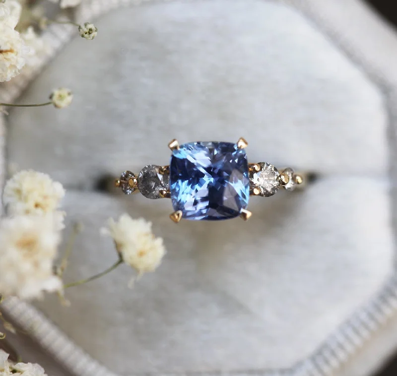 Organic shape engagement rings-Simone Sapphire Salt & Pepper Diamond Ring