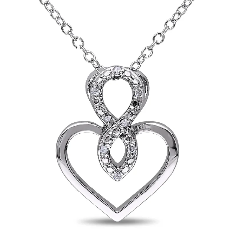 Multi-layer necklaces-Miadora Sterling Silver Diamond Accent Heart Infinity Necklace