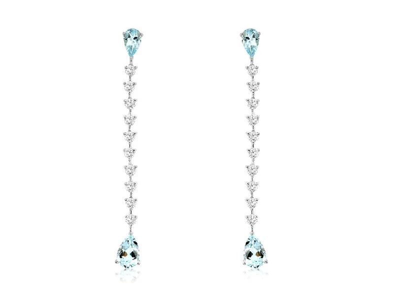 Bright stud earrings-Aquamarine & Diamond Occasion Earrings