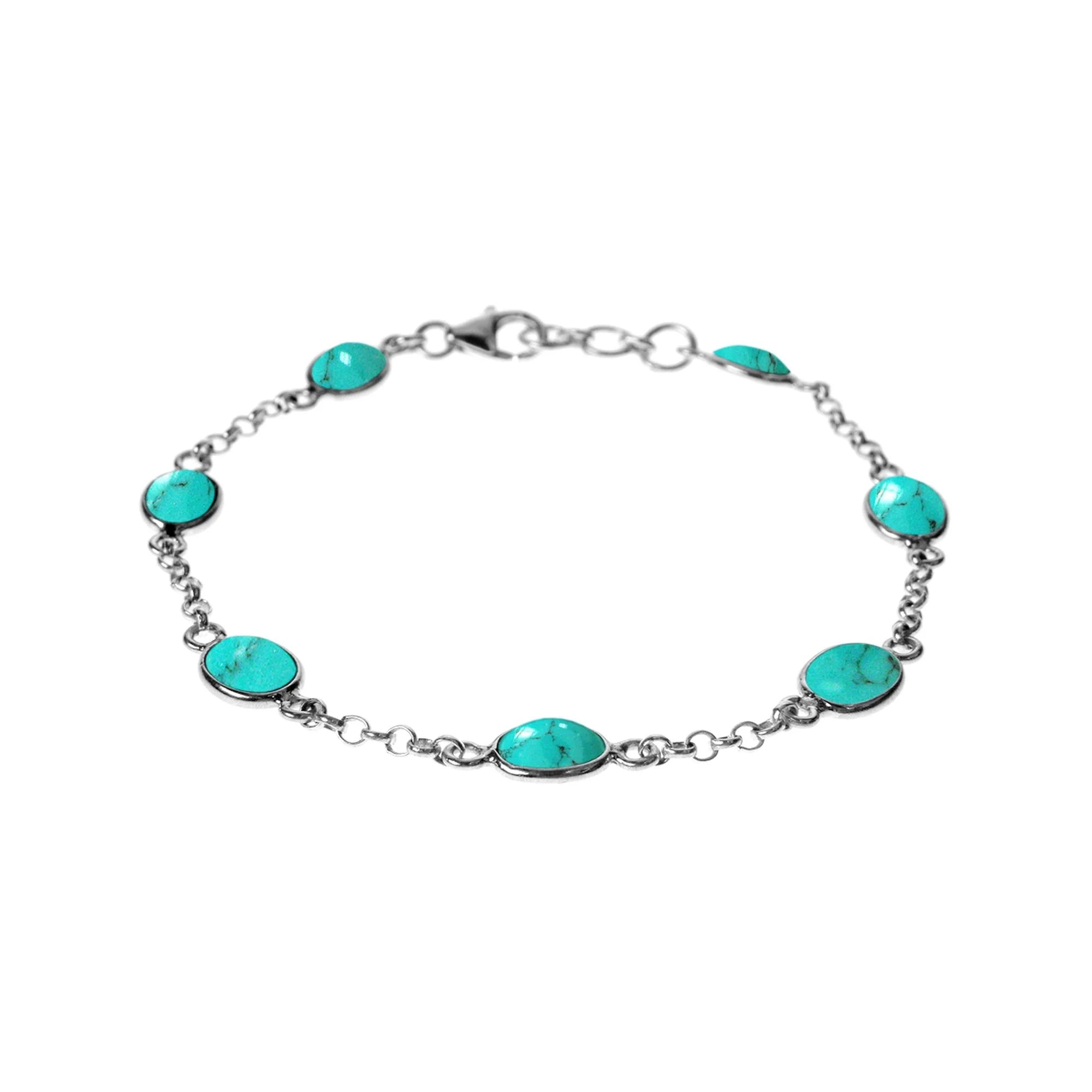 Turquoise Ovals Bracelet - Sterling Silver