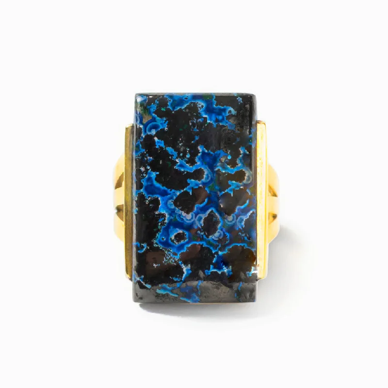 Vintage deco rings-Azurite Ring