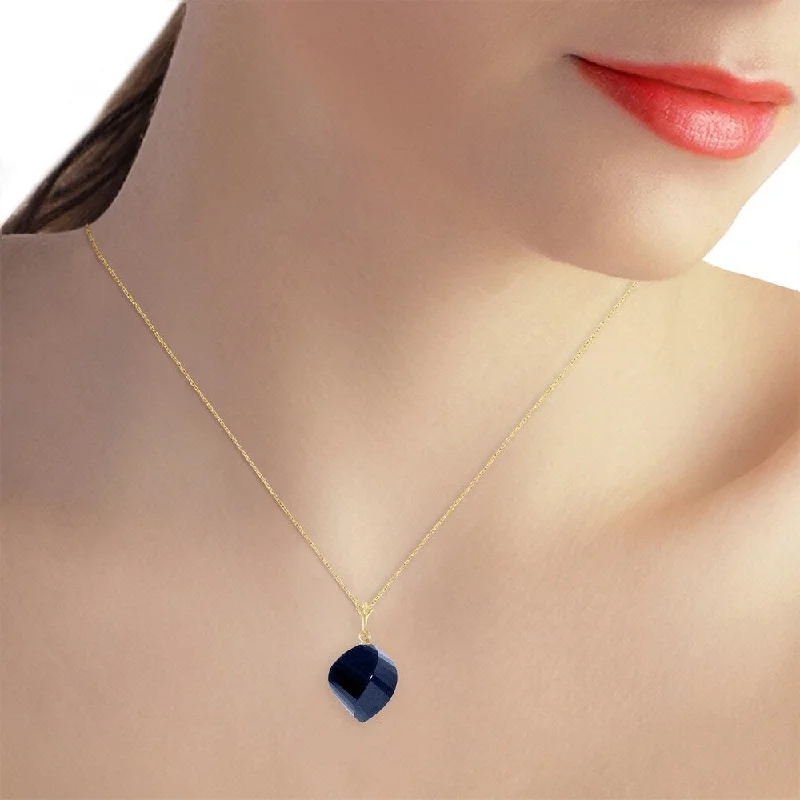 Cedar wood necklaces-15.25 Carat 14K Solid Gold Necklace Twisted Briolette Sapphire