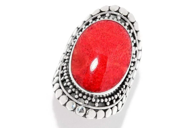 Sleek stone rings-Nicolette Ring- Coral