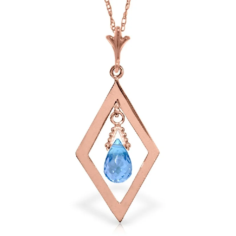 Raised disc necklaces-14K Rose Gold Briolette Blue Topaz Necklace Class Platinum