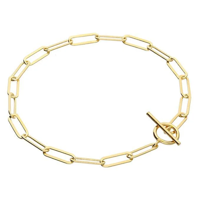 T-Bar Paper Clip Chain Bracelet - Yellow Gold Vermeil