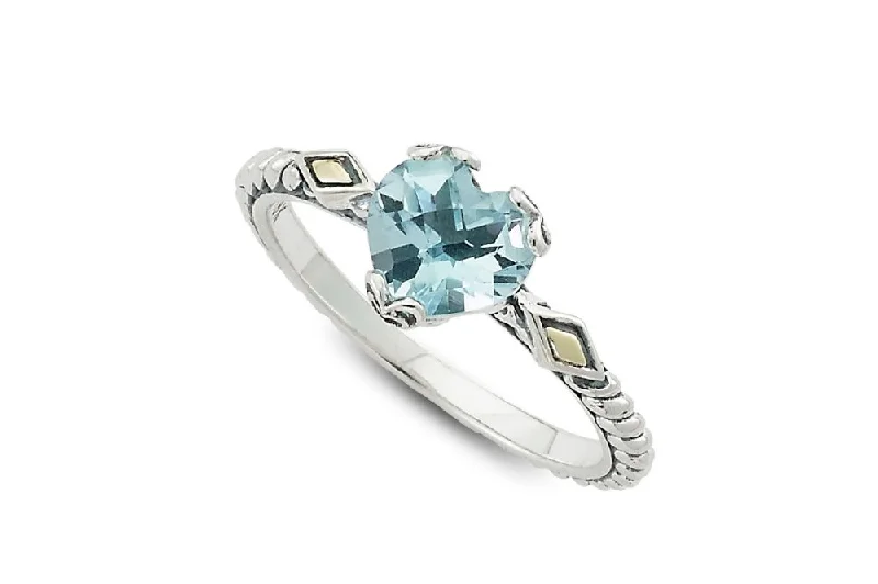 Cord edge rings-Glow Heart Ring- Blue Topaz