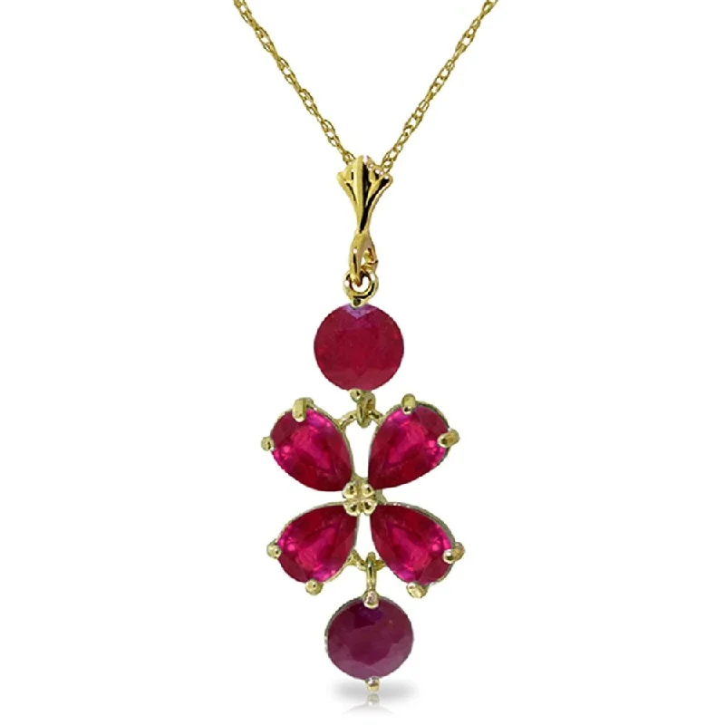 Slanted design necklaces-3.15 Carat 14K Gold The Rain Came Ruby Necklace