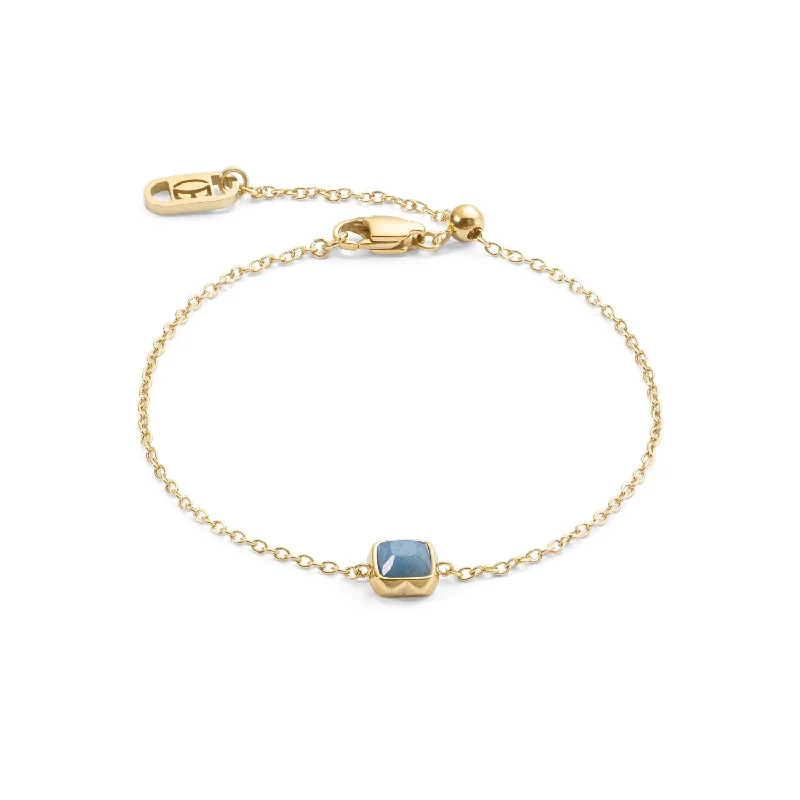 Coeur De Lion Gold March Birthstone Blue Aventurine Bracelet