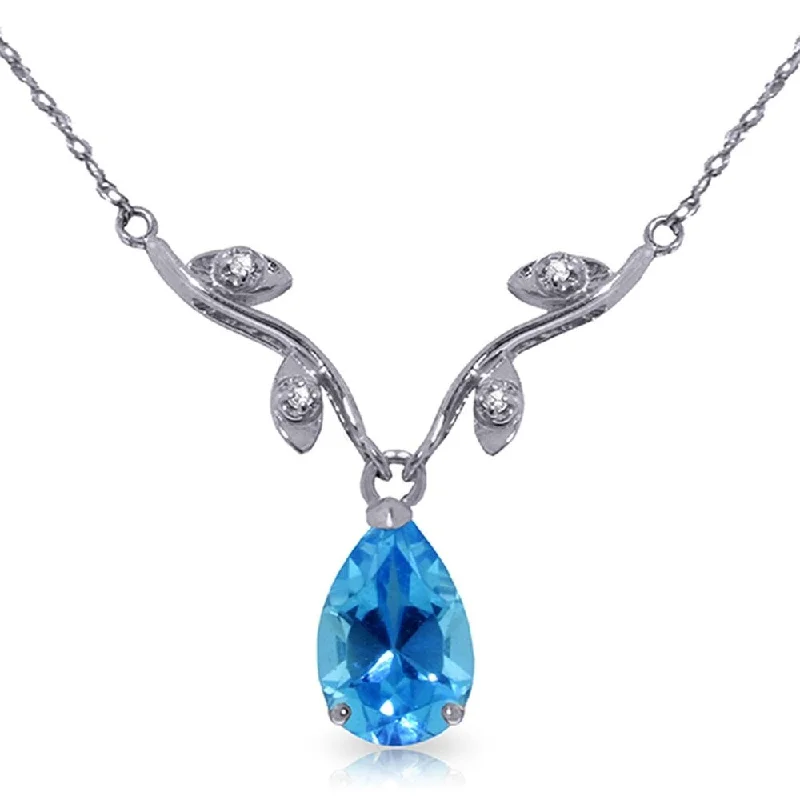 Regal diamond necklaces-1.52 Carat 14K White Gold Port in A Storm Blue Topaz Diamond Necklace