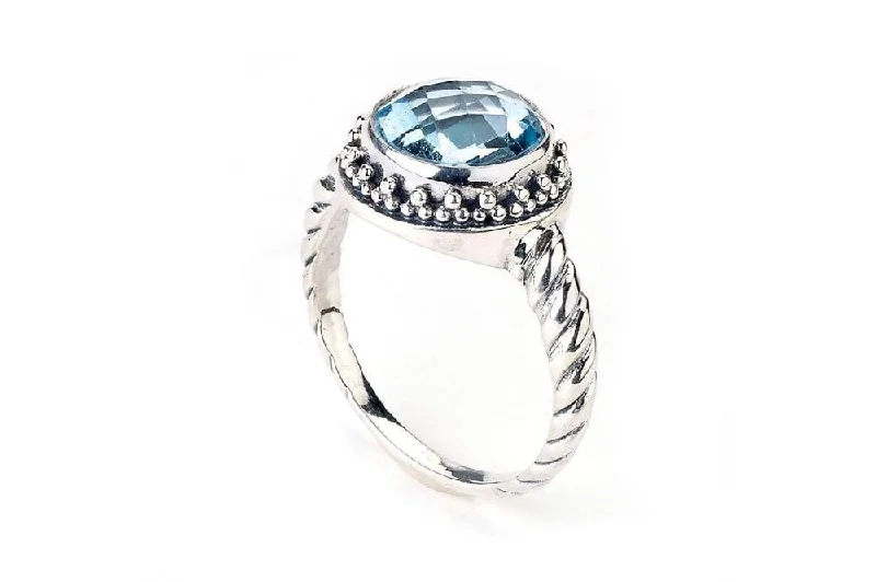 Crystal-twisted rings-Batur Ring- Blue Topaz