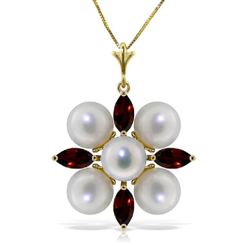 Spinel necklaces-6.3 Carat 14K Solid Gold Explore The Senses Garnet pearl Necklace