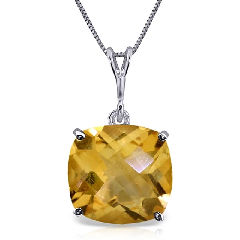 Cosmic charm necklaces-3.6 Carat 14K White Gold Necklace Natural Checkerboard Cut Citrine