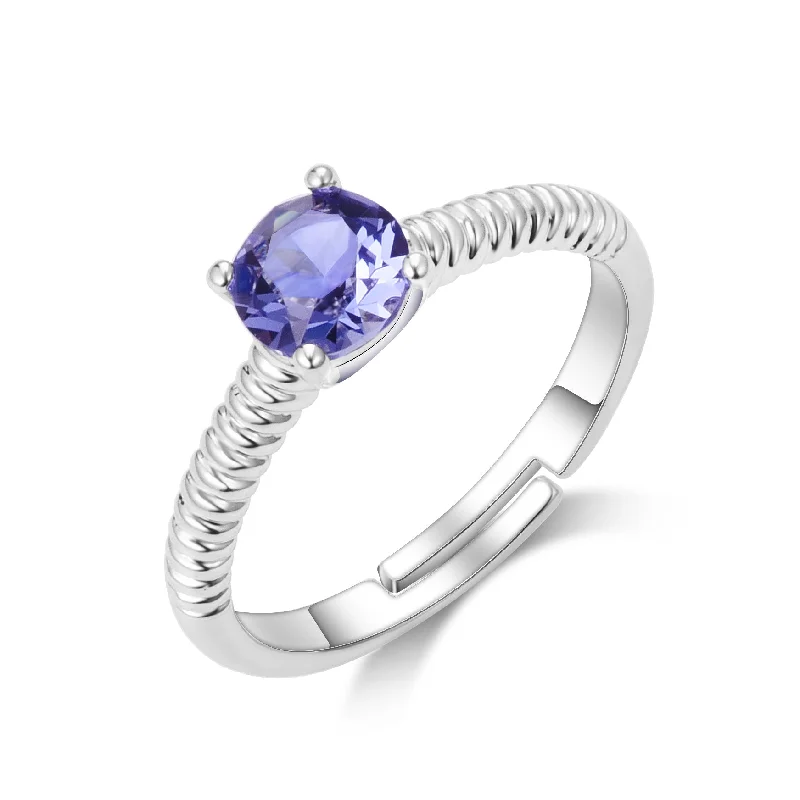 Flow style rings-Light Purple Adjustable Crystal Ring Created with Zircondia® Crystals