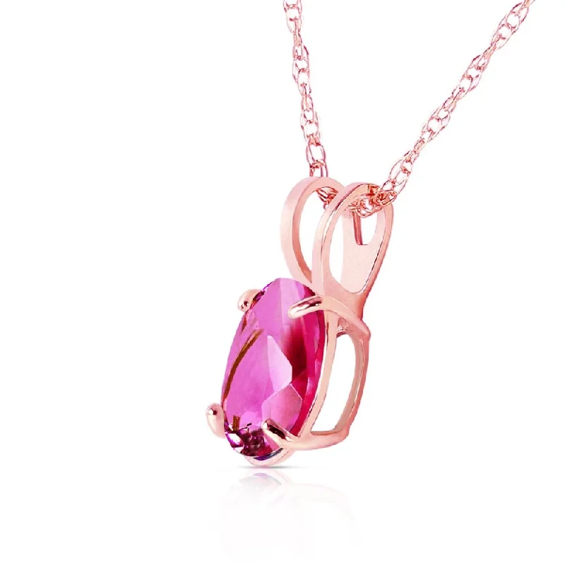 Spinel necklaces-0.85 Carat 14K Solid Rose Gold Solitaire Pink Topaz Necklace