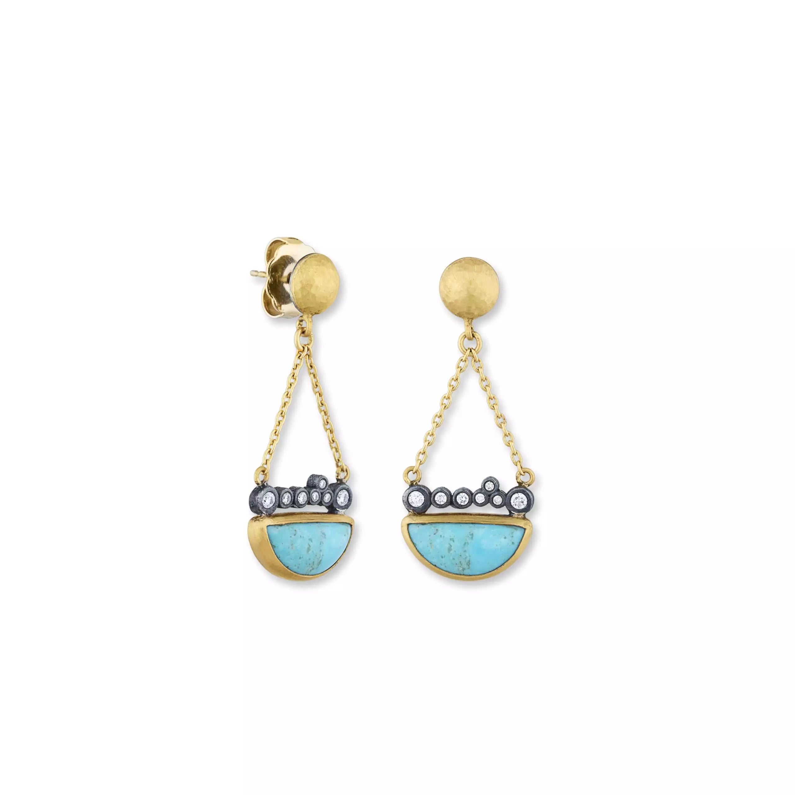 Square stud earrings-Lika Behar Turquoise Dangle Earring