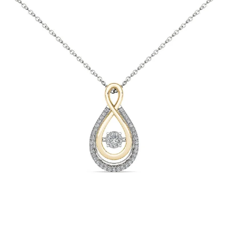 Raised bar necklaces-De Couer IGI Certified 10K Yellow Two Tone White Gold 1/8ct TDW Dancing Diamond Necklace