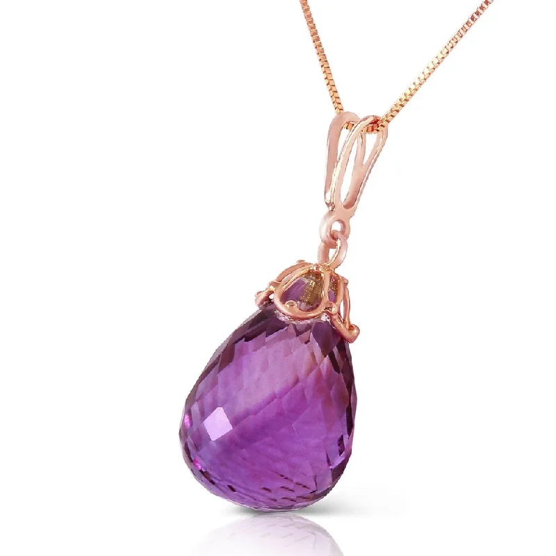 Topaz necklaces-7 CTW 14K Solid Rose Gold Raindrop Amethyst Necklace