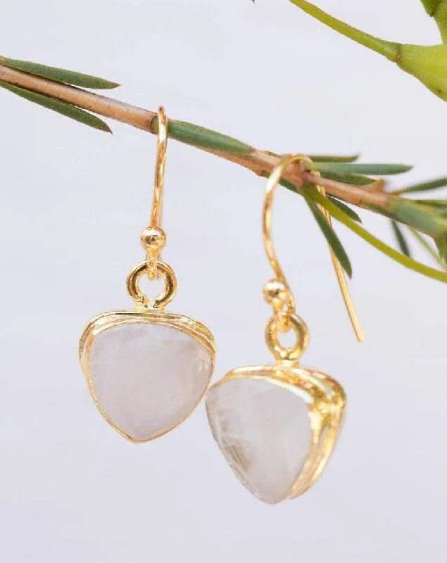 Wide hoop earrings-Moonstone Earrings ~ Gold Vermeil  ~ ME116