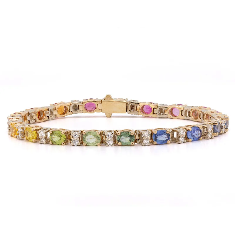 Sapphires Rubies & Diamonds Rainbow Bracelet